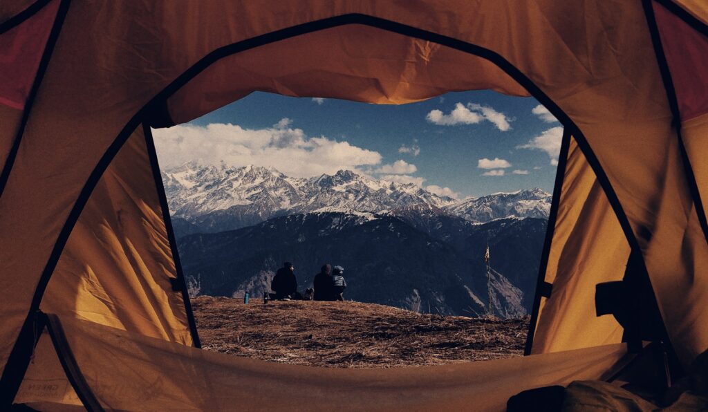 View of the mountains from a Tent
